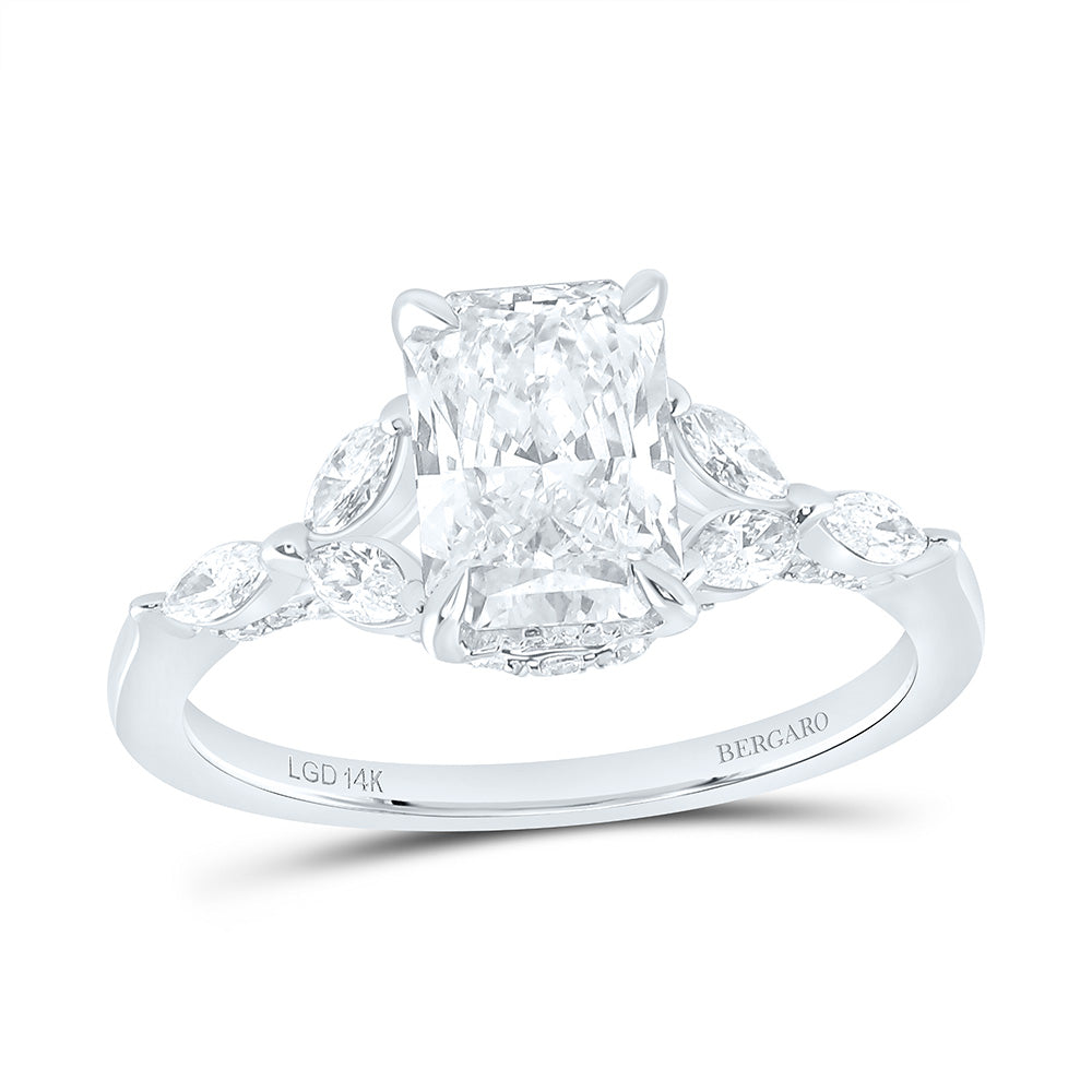 14K Yellow Or White Gold 2 Cttw Lab Grown Diamond 1 1/2 Cttw Center Radiant Engagement Ring