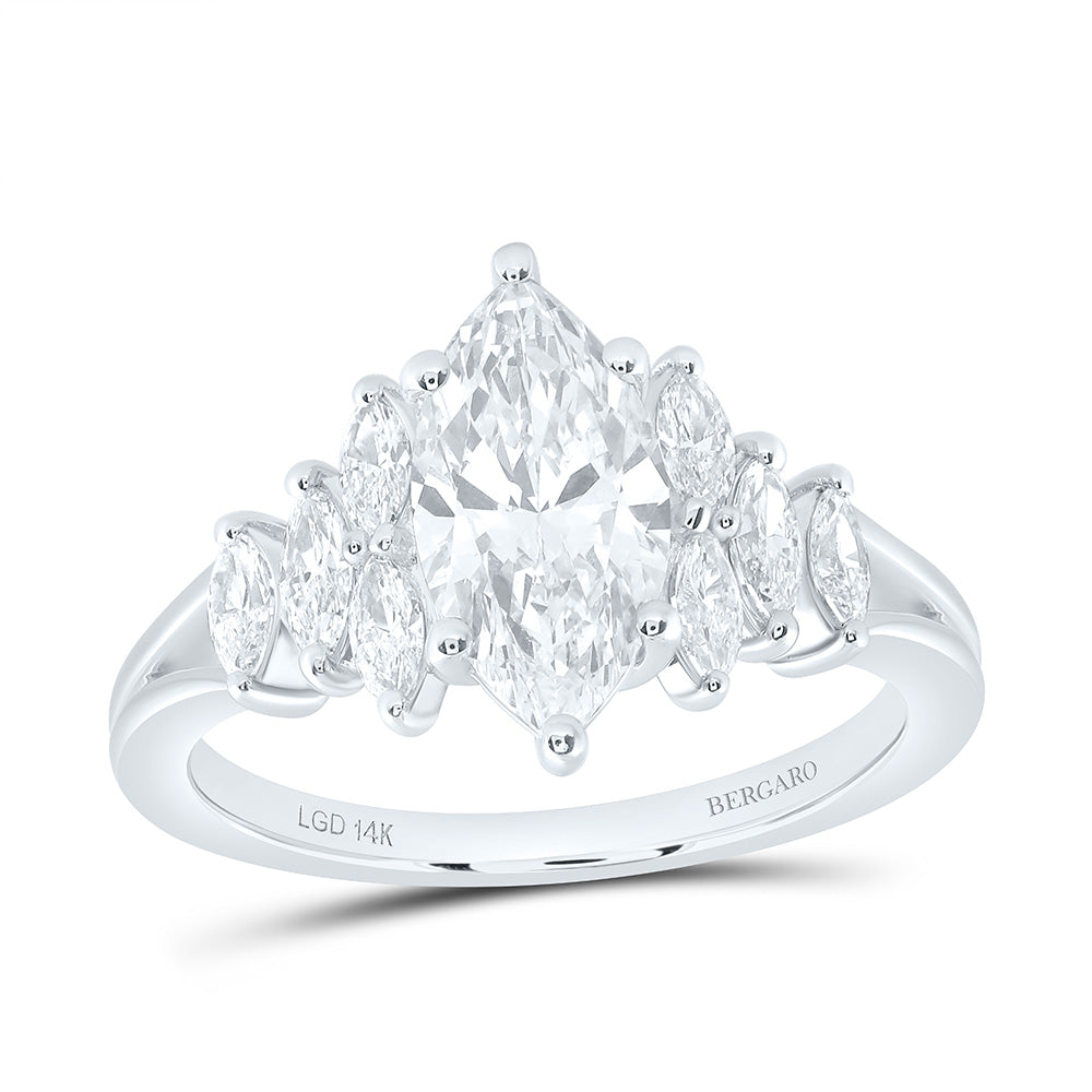 14K Yellow Or White Gold 2 Cttw Lab Grown Diamond 1 1/2 Cttw Center Marquise Engagement Ring