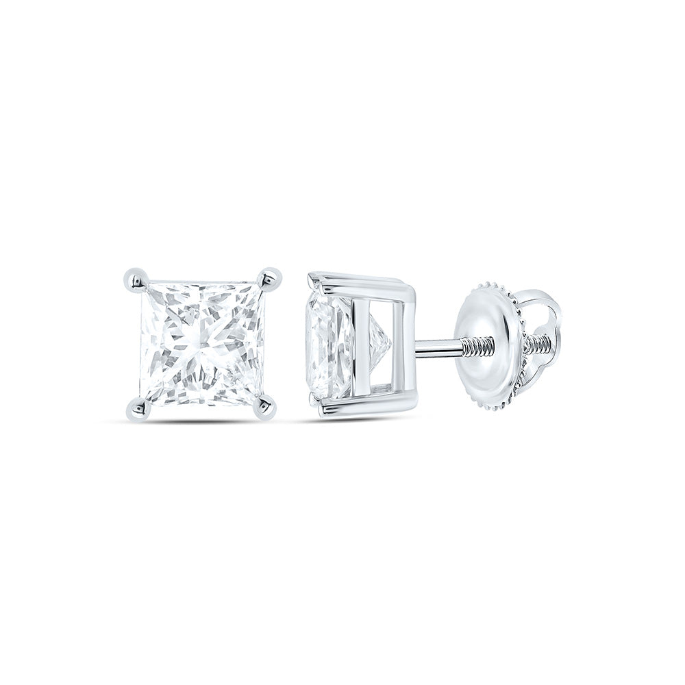 10K Yellow Or White Gold 1 1/2 Cttw Lab Grown Diamond Princess Solitaire Earring