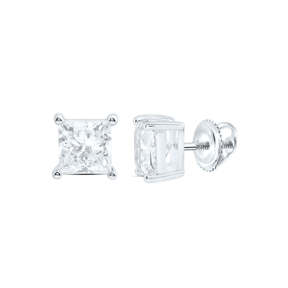 10K Yellow Or White Gold 2 Cttw Lab Grown Diamond Princess Solitaire Earring