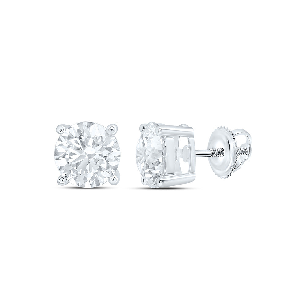 10K Yellow Or White Gold 2 1/2 Cttw Lab Grown Diamond Round Solitaire Earring