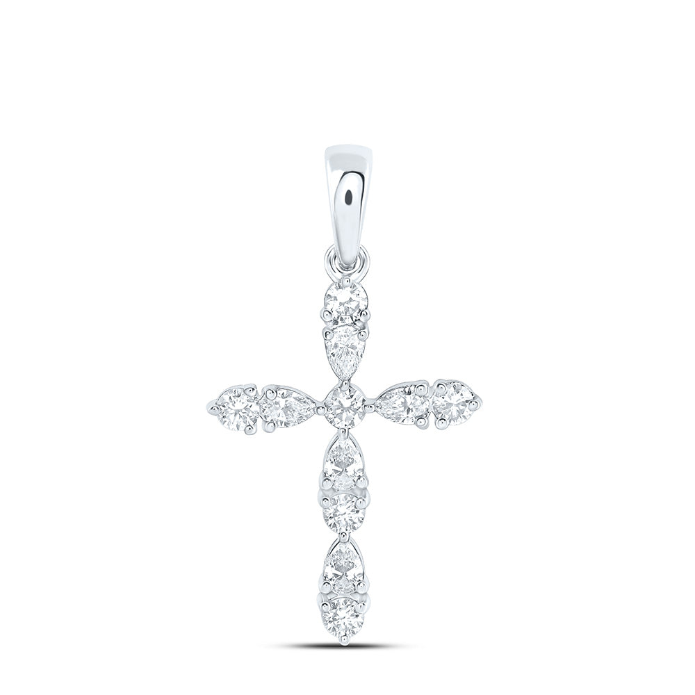 14K Yellow Or White Gold 1/2 Cttw Lab Grown Diamond Fashion Cross Pendant