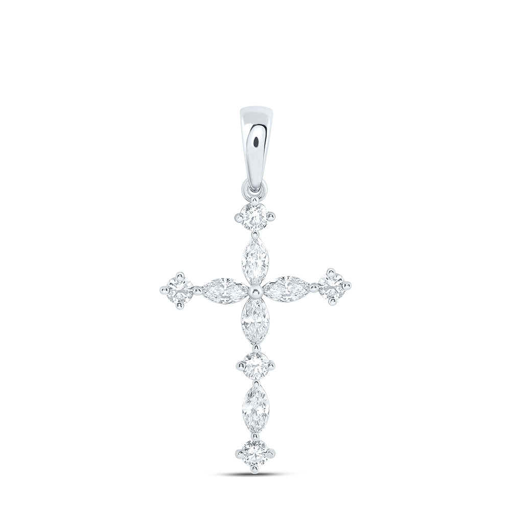 14K Yellow Or White Gold 1/2 Cttw Lab Grown Diamond Fashion Cross Pendant