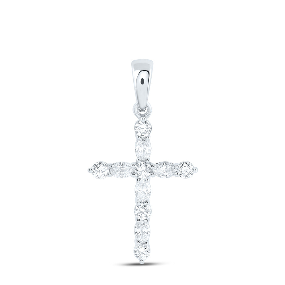 14K Yellow Or White Gold 1/2 Cttw Lab Grown Diamond Fashion Cross Pendant