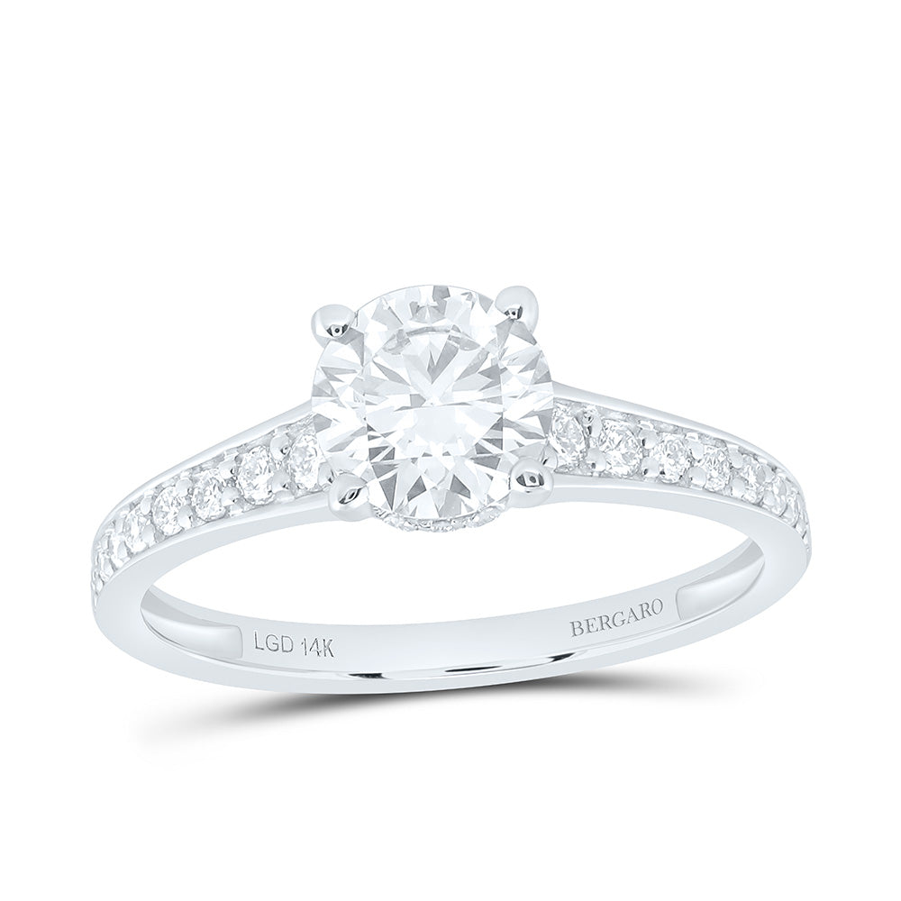 14K Yellow Or White Gold 1 3/8 Cttw Lab Grown Diamond 1 Cttw Center Round Engagement Ring