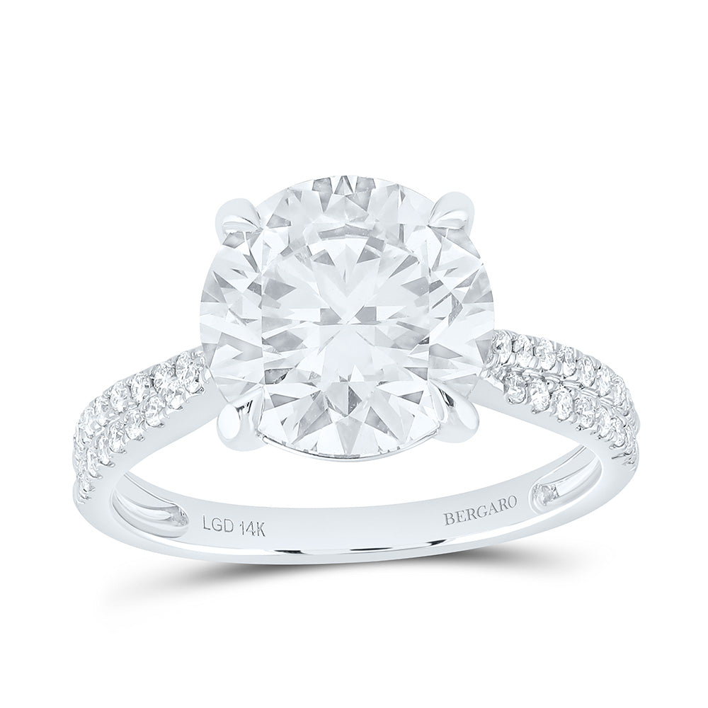 14K Yellow Or White Gold 4 1/3 Cttw Lab Grown Diamond 4 Cttw Center Round Engagement Ring