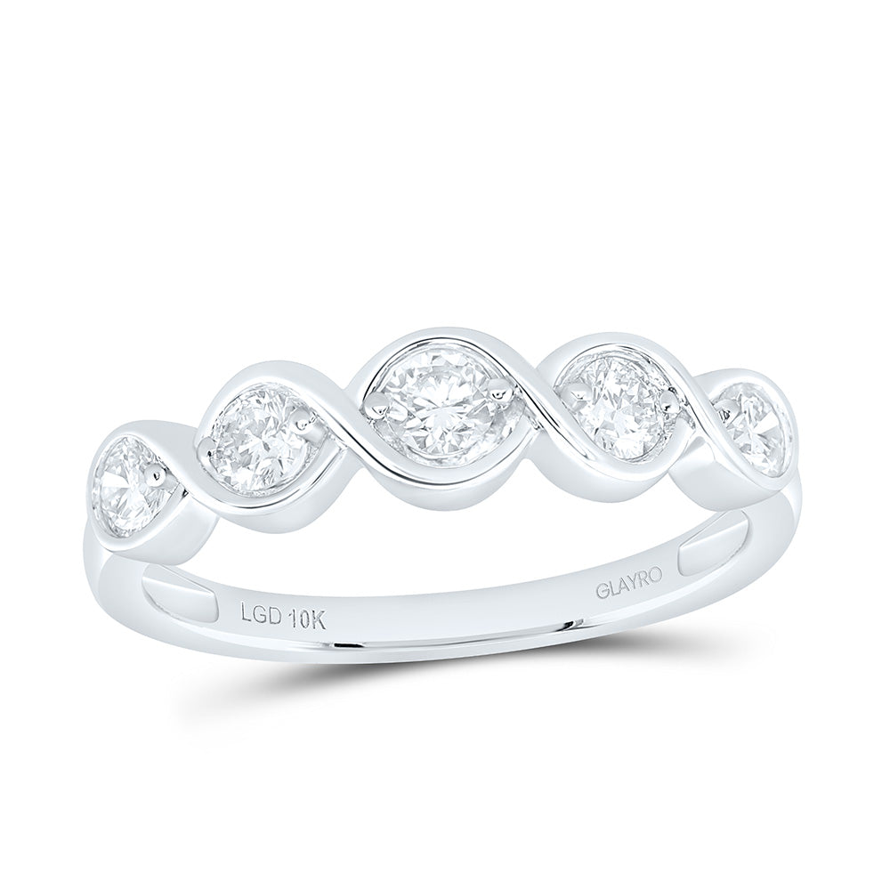 10K Yellow Or White Gold 1/2 Cttw Lab Grown Diamond Fashion Round Band