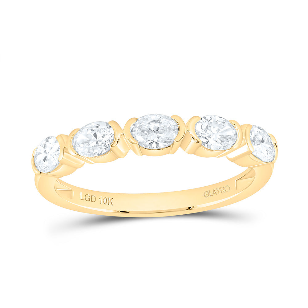 10K Yellow Gold 3/4 Cttw Lab Grown Diamond Fashion Oval Band