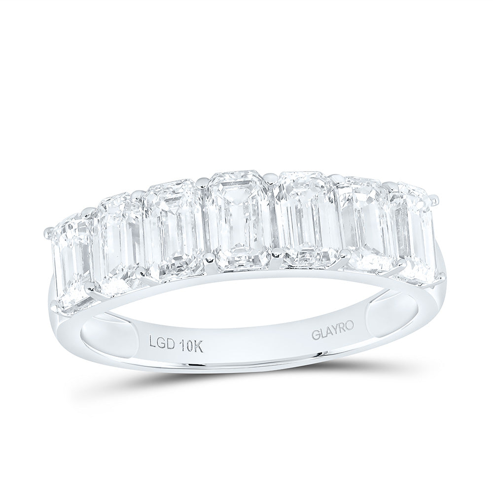 10K Yellow Or White Gold 2 1/3 Cttw Lab Grown Diamond Fashion Emerald Band