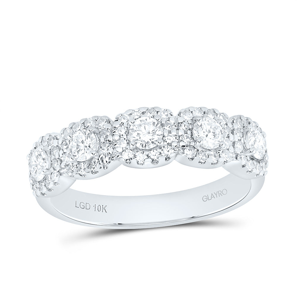 10K Yellow Or White Gold 3/4 Cttw Lab Grown Diamond Fashion Round Band