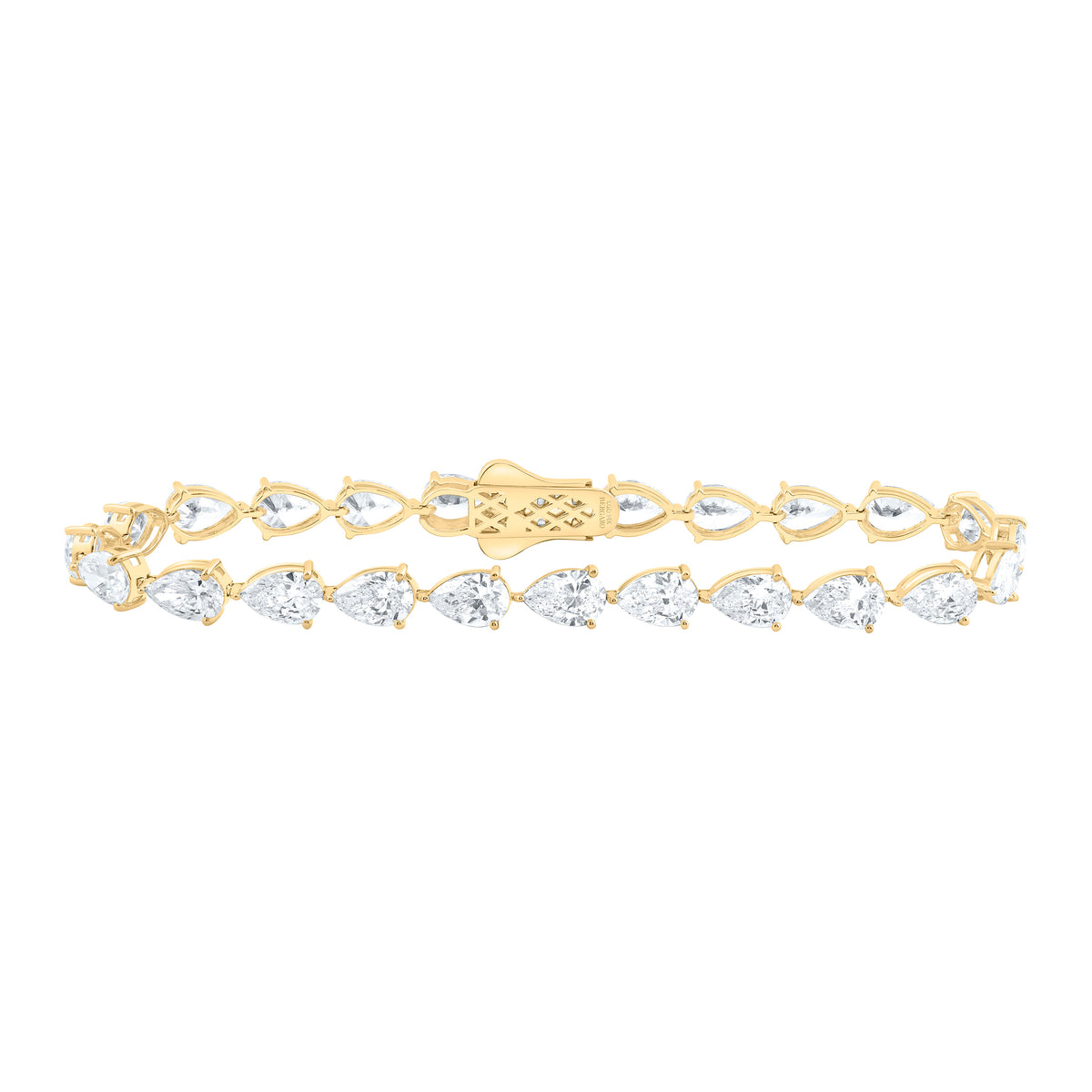 14K Yellow Gold 12 Cttw Lab Grown Diamond Fashion Pear Bracelet (7 Inch)