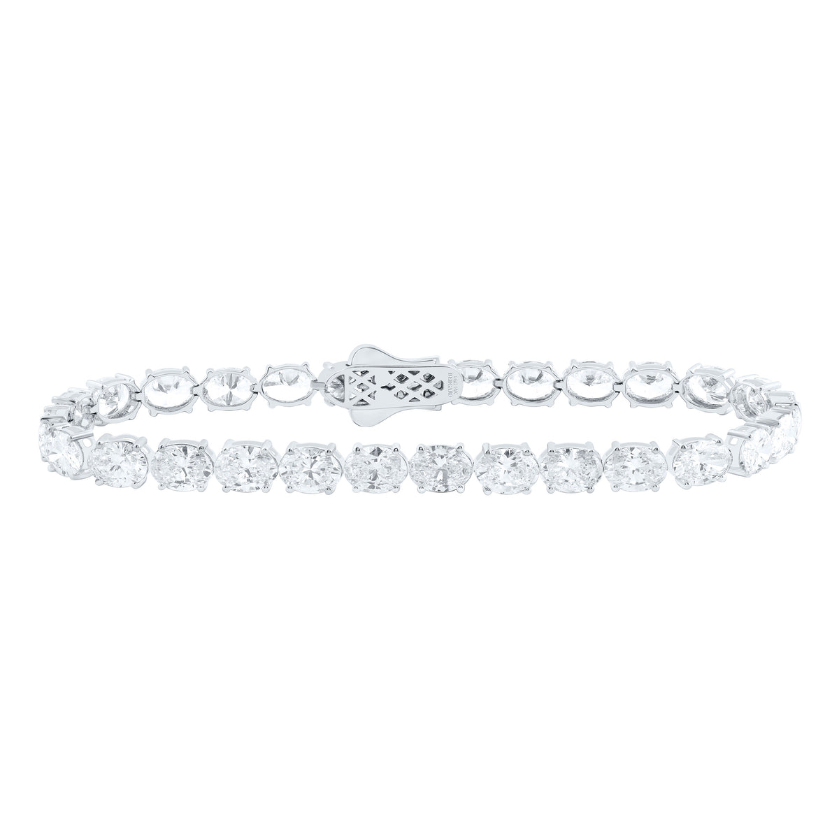 14K Yellow Or White Gold Lab Grown Diamond Fashion Oval Bracelet (7 Inch)