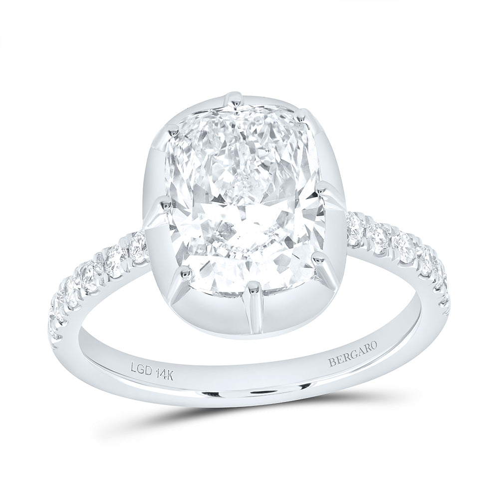 14K Yellow Or White Gold 3 1/4 Cttw Lab Grown Diamond 3 Cttw Center Cushion Engagement Ring
