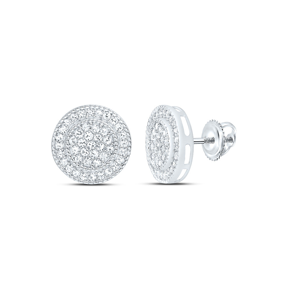 Sterling Silver 1/2 Cttw Lab Grown Diamond Round Mens Earring