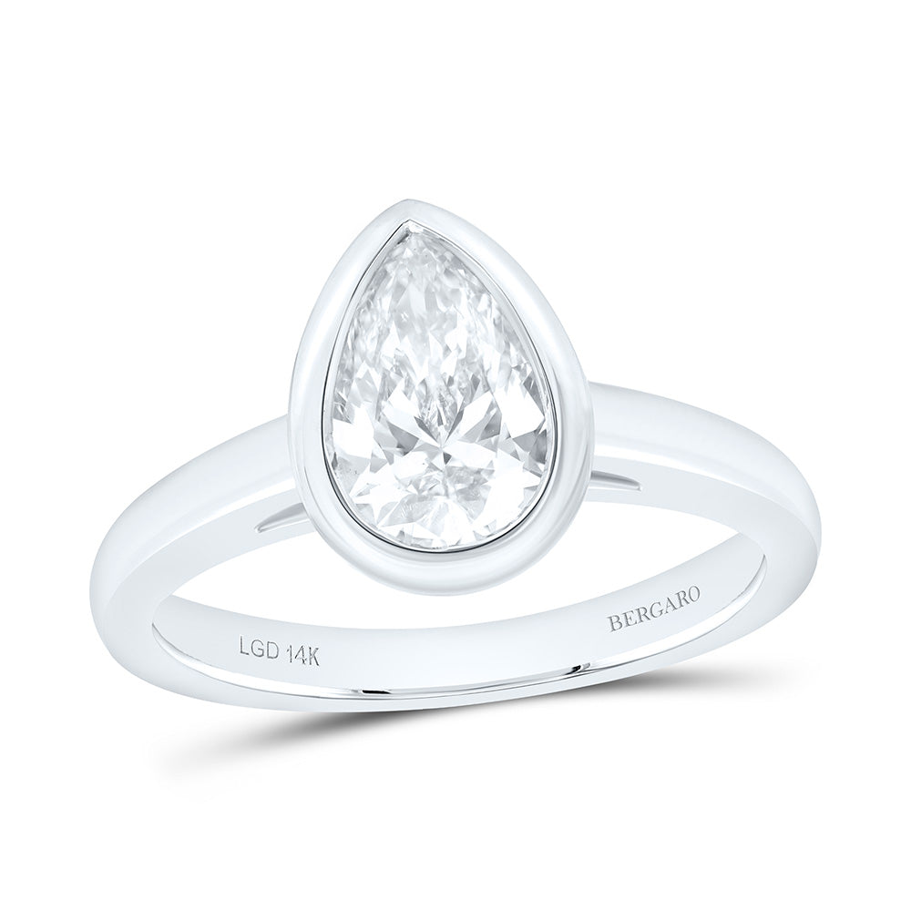 14K Yellow Or White Gold 1 Cttw Lab Grown Diamond Pear Bezel Engagement Ring