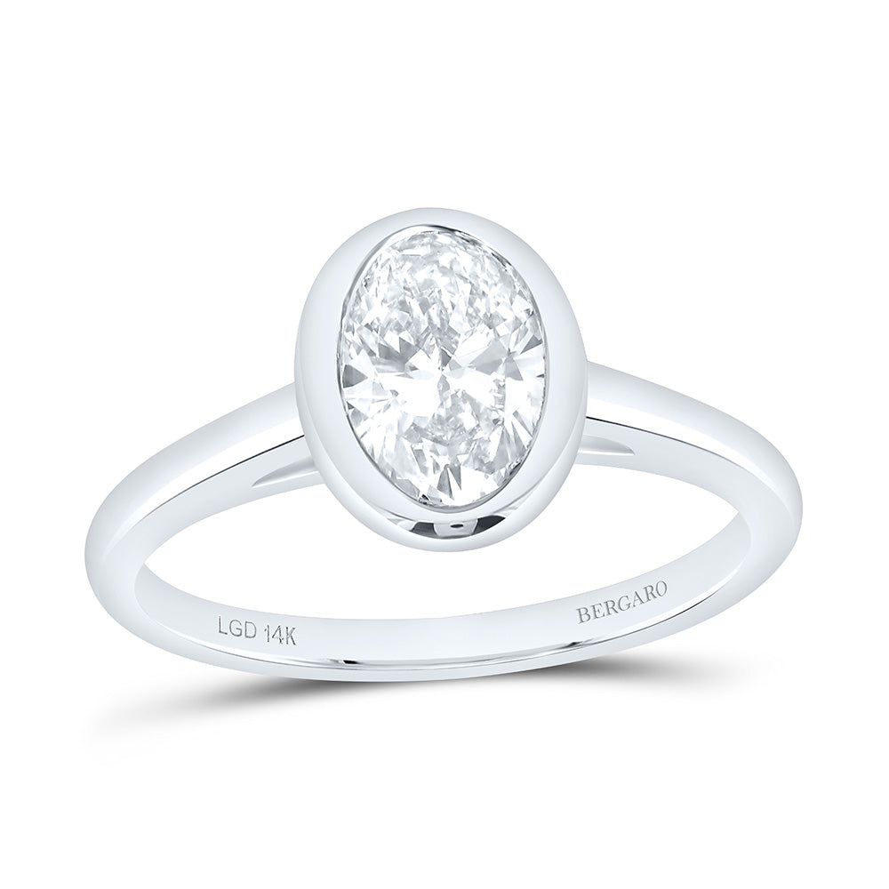 14K Yellow Or White Gold 1 Cttw Lab Grown Diamond Oval Bezel Engagement Ring