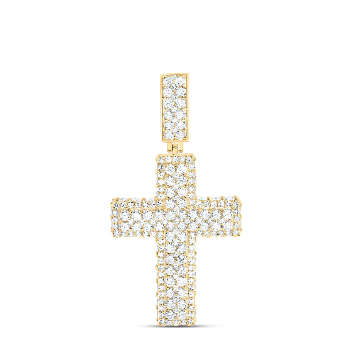 10K Yellow Gold 4 3/4 Cttw Lab Grown Diamond Cross Mens Charm