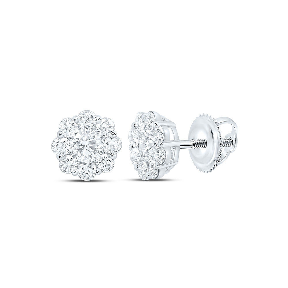 10K Yellow Or White Gold 2 1/3 Cttw Lab Grown Diamond Fashion Flower Earring