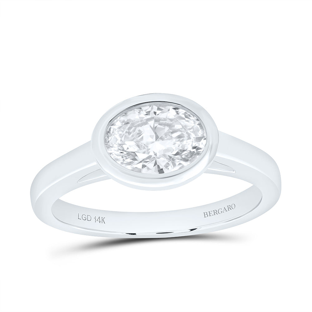 14K Yellow Or White Gold 1 Cttw Lab Grown Diamond Oval Bezel Engagement Ring