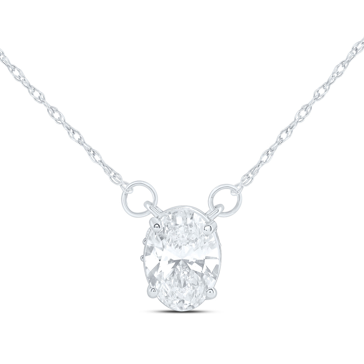 14K Yellow Or White Gold 1 Cttw Lab Grown Diamond Fashion Oval Necklace (18 Inch)