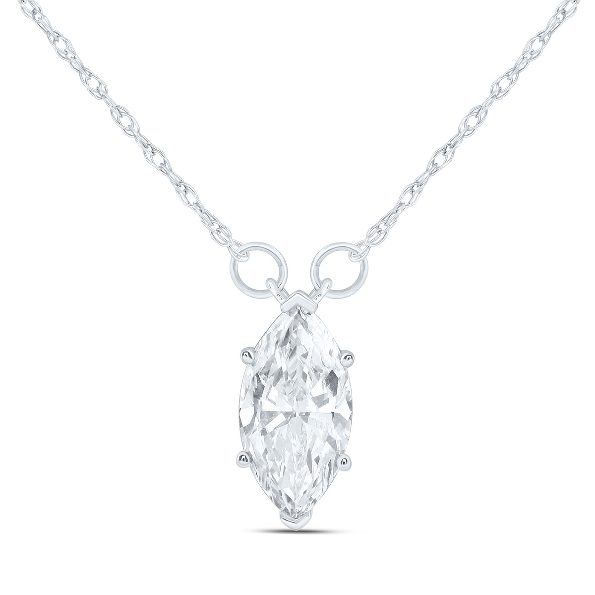 14K Yellow Or White Gold 1 Cttw Lab Grown Diamond Fashion Marquise Necklace (18 Inch)