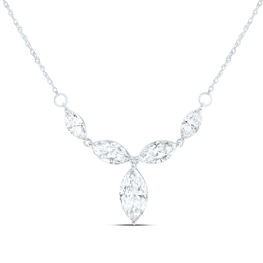 14K Yellow Or White Gold 2 1/2 Cttw Lab Grown Diamond Fashion Marquise Necklace (18 Inch)