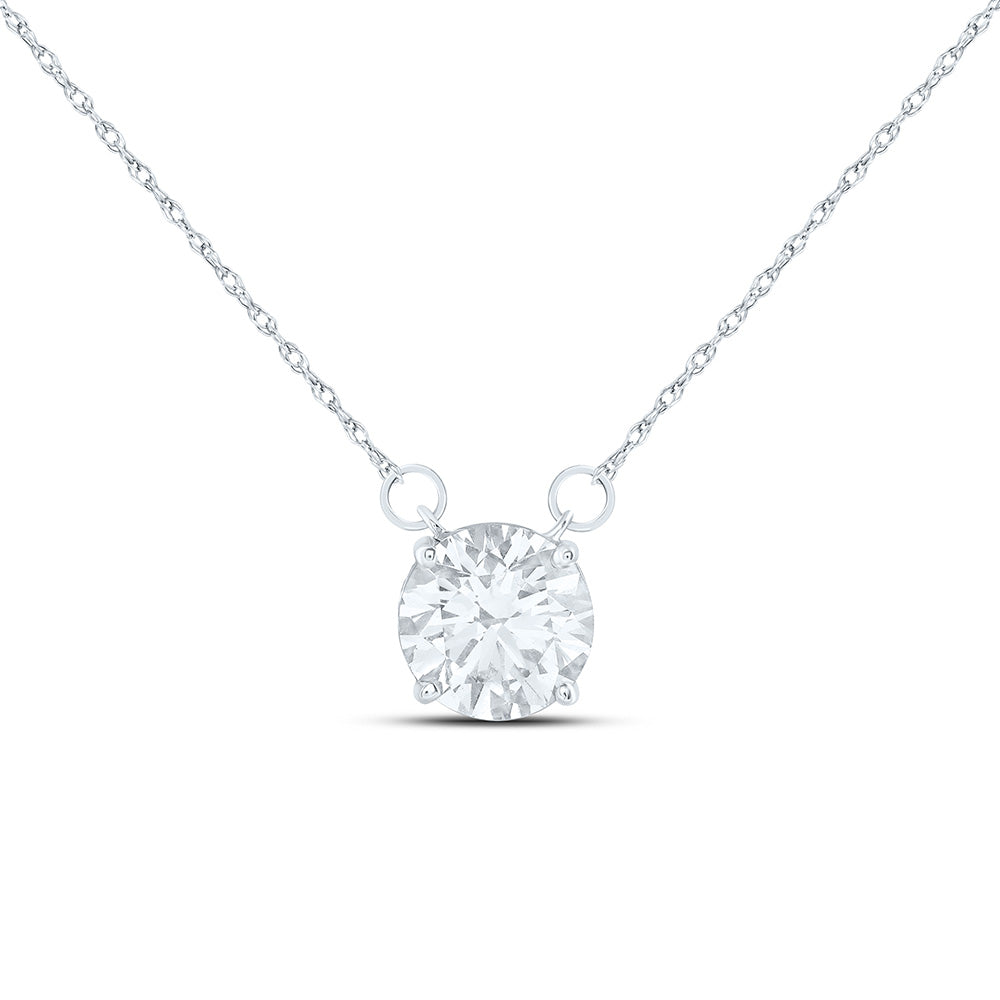 14K Yellow Or White Gold 2 Cttw Lab Grown Diamond Fashion Round Necklace (18 Inch)