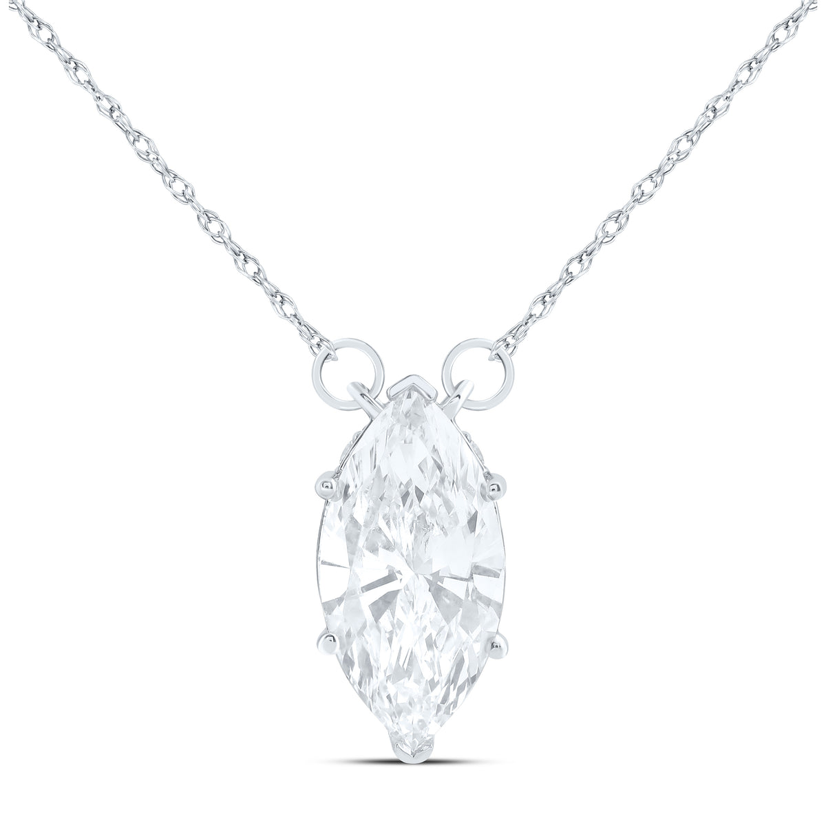 14K Yellow Or White Gold 2 Cttw Lab Grown Diamond Fashion Marquise Necklace (18 Inch)