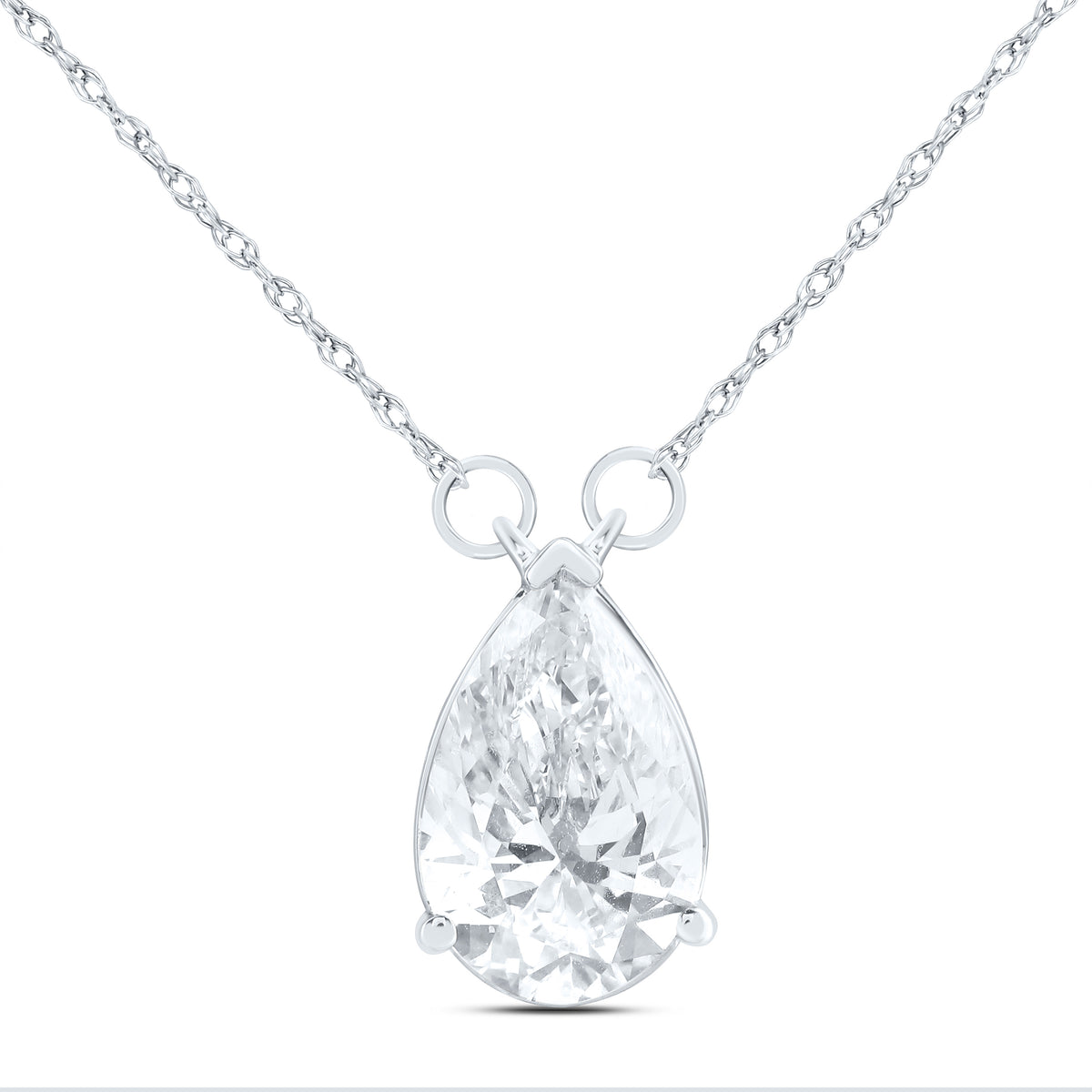 14K Yellow Or White Gold 2 Cttw Lab Grown Diamond Fashion Pear Necklace (18 Inch)