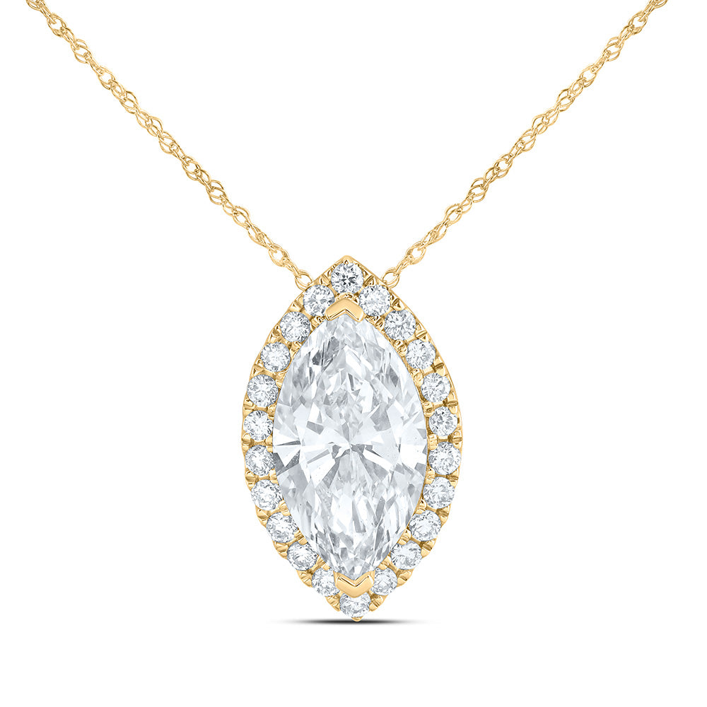 14K Yellow Gold 2 1/3 Cttw Lab Grown Diamond Fashion Marquise Necklace (18 Inch)