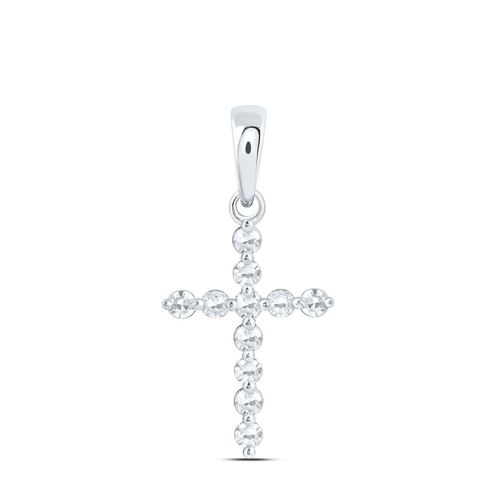 10K Yellow Or White Gold 1/6 Cttw Lab Grown Diamond Cross Charm Pendant