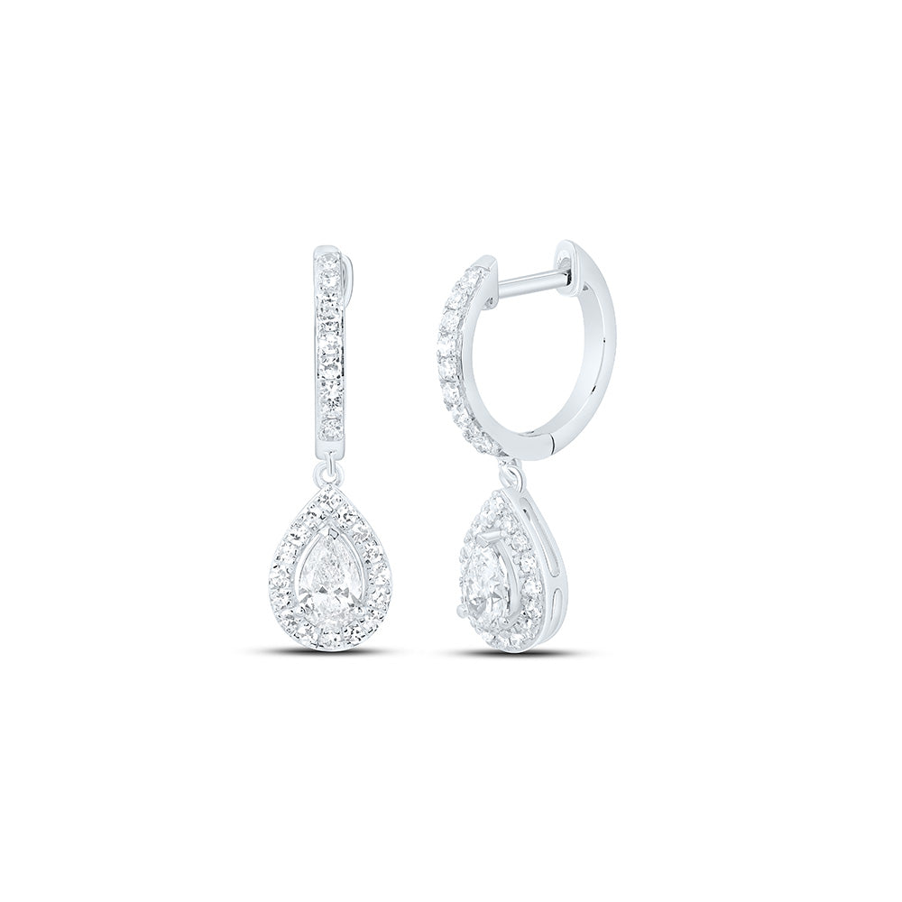 Sterling Silver 1 Cttw Lab Grown Diamond Pear Dangling Earring