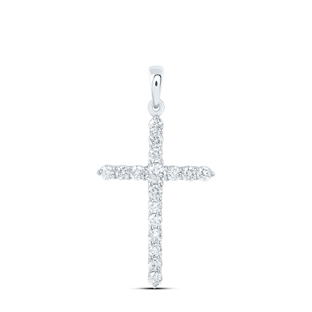 Sterling Silver 1/2 Cttw Lab Grown Diamond Cross Charm Pendant