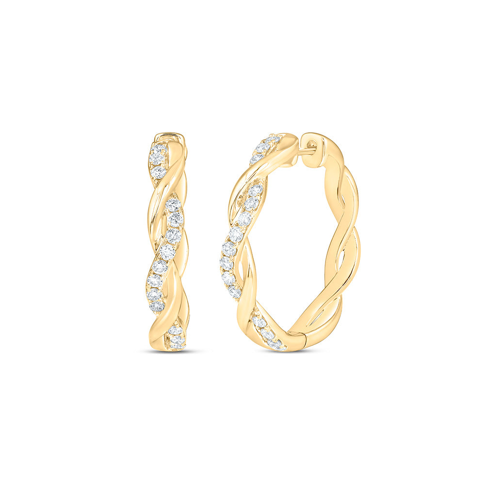 Sterling Silver Yellow Tone 7/8 Cttw Lab Grown Diamond Hoop Earring
