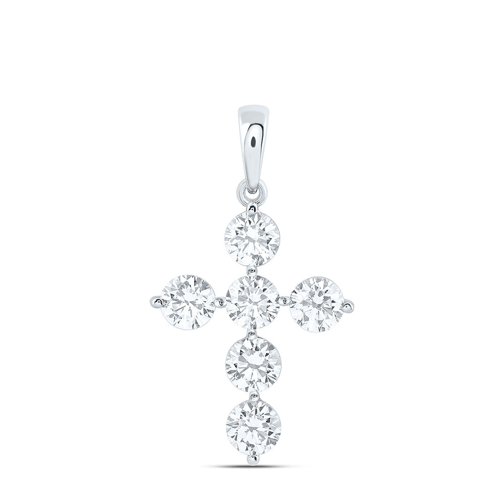 10K Yellow Or White Gold 1 Cttw Lab Grown Diamond Fashion Cross Pendant