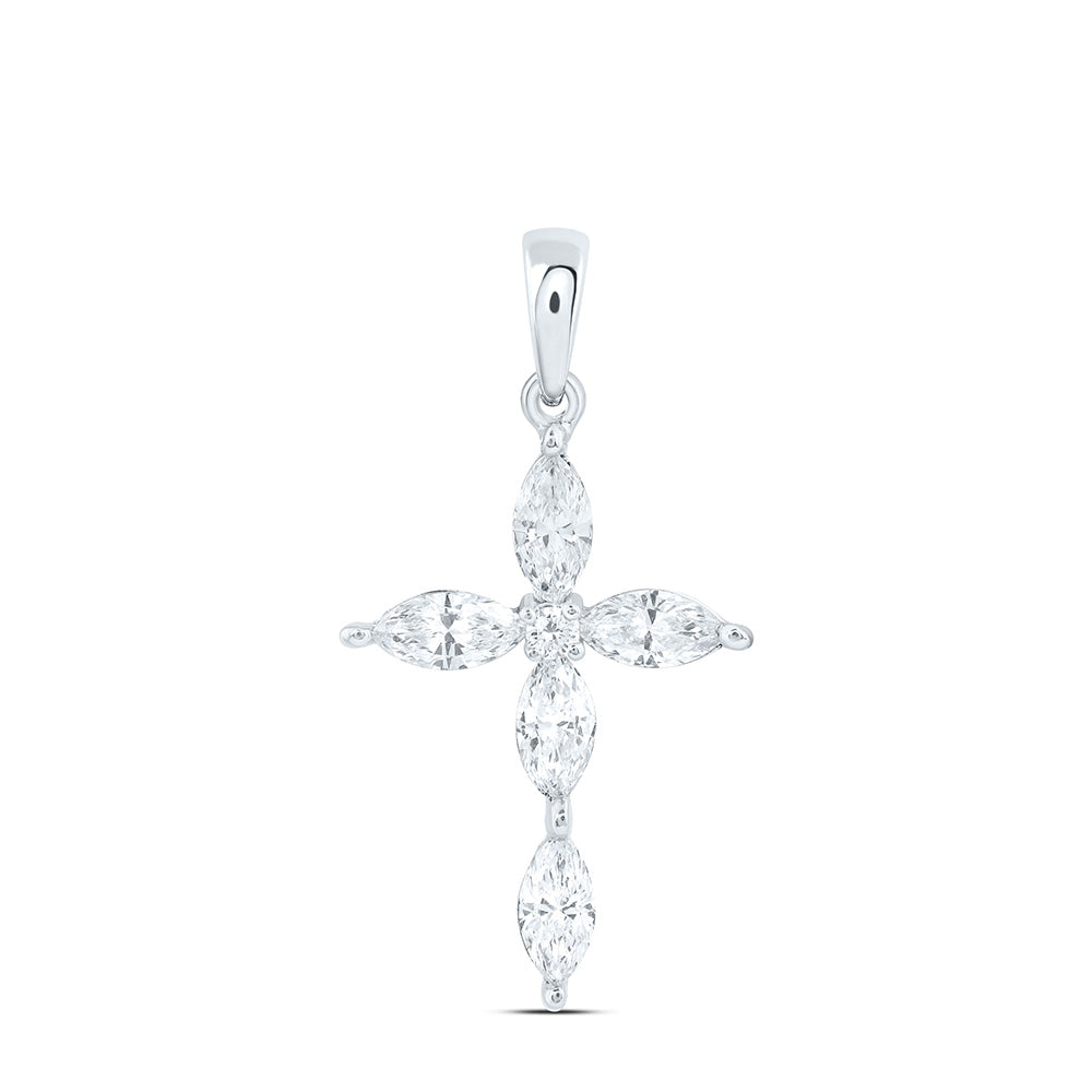 10K Yellow Or White Gold 1/2 Cttw Lab Grown Diamond Cross Charm Pendant