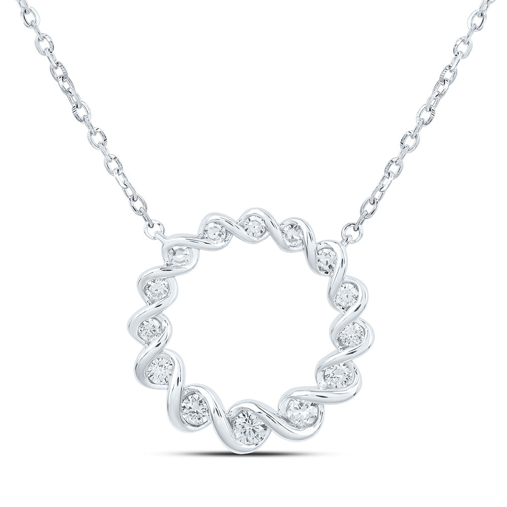 Sterling Silver 1/3 Cttw Lab Grown Diamond Round Chain Necklace (18 Inch)