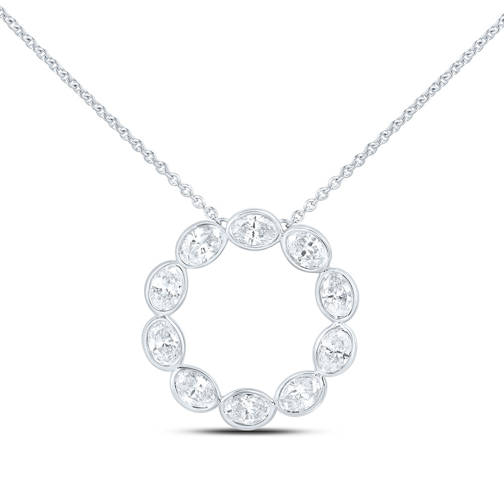 10K Yellow Or White Gold 1 Cttw Lab Grown Diamond Oval Chain Necklace (18 Inch)