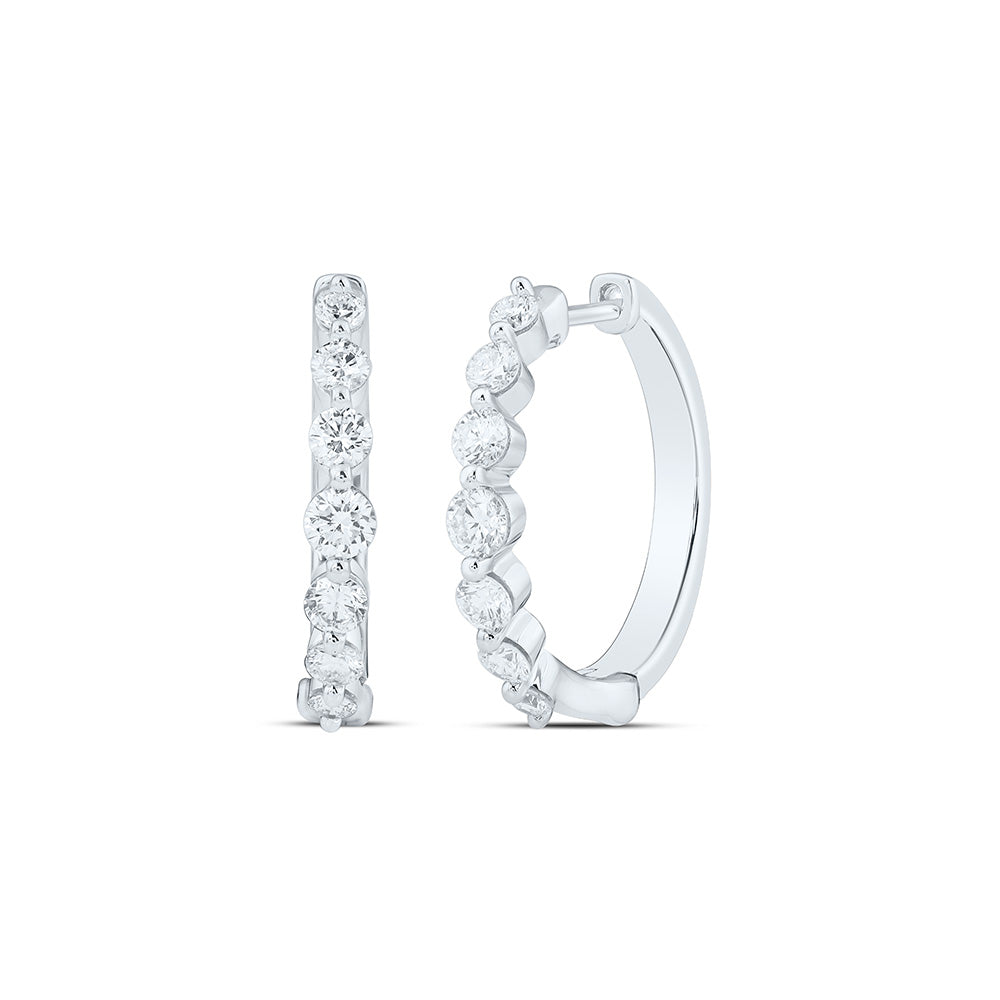 Sterling Silver 1 Cttw Lab Grown Diamond Hoop Earring