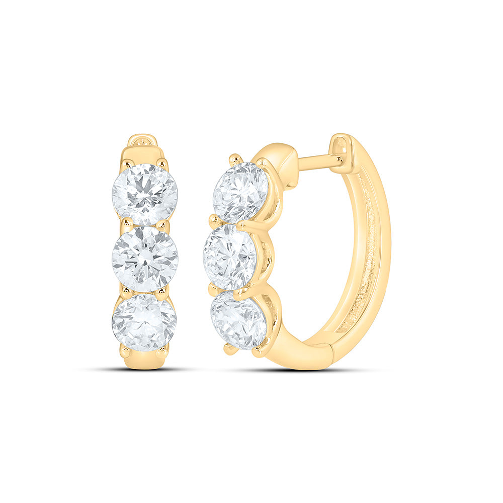 10K Yellow Or White Gold 2 Cttw Lab Grown Diamond Round Hoop Earring