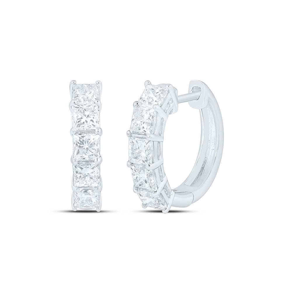 14K Yellow Or White Gold 2 Cttw Lab Grown Diamond Princess Hoop Earring