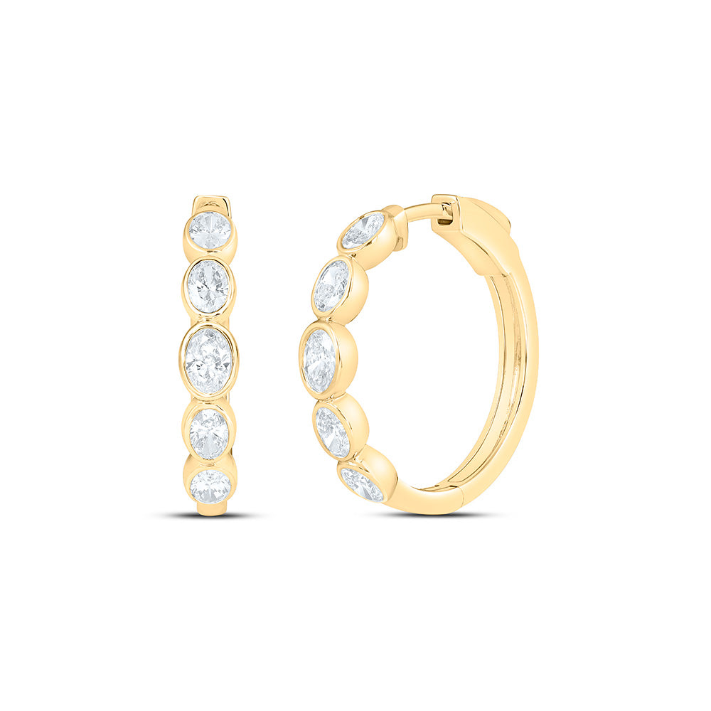 14K Yellow Or White Gold 2 Cttw Lab Grown Diamond Oval Hoop Earring
