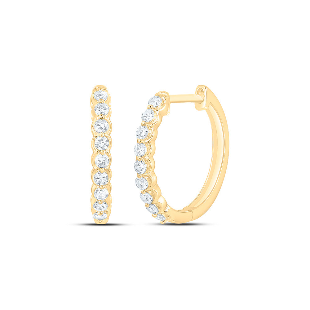 Sterling Silver Yellow Tone 1/4 Cttw Lab Grown Diamond Hoop Earring