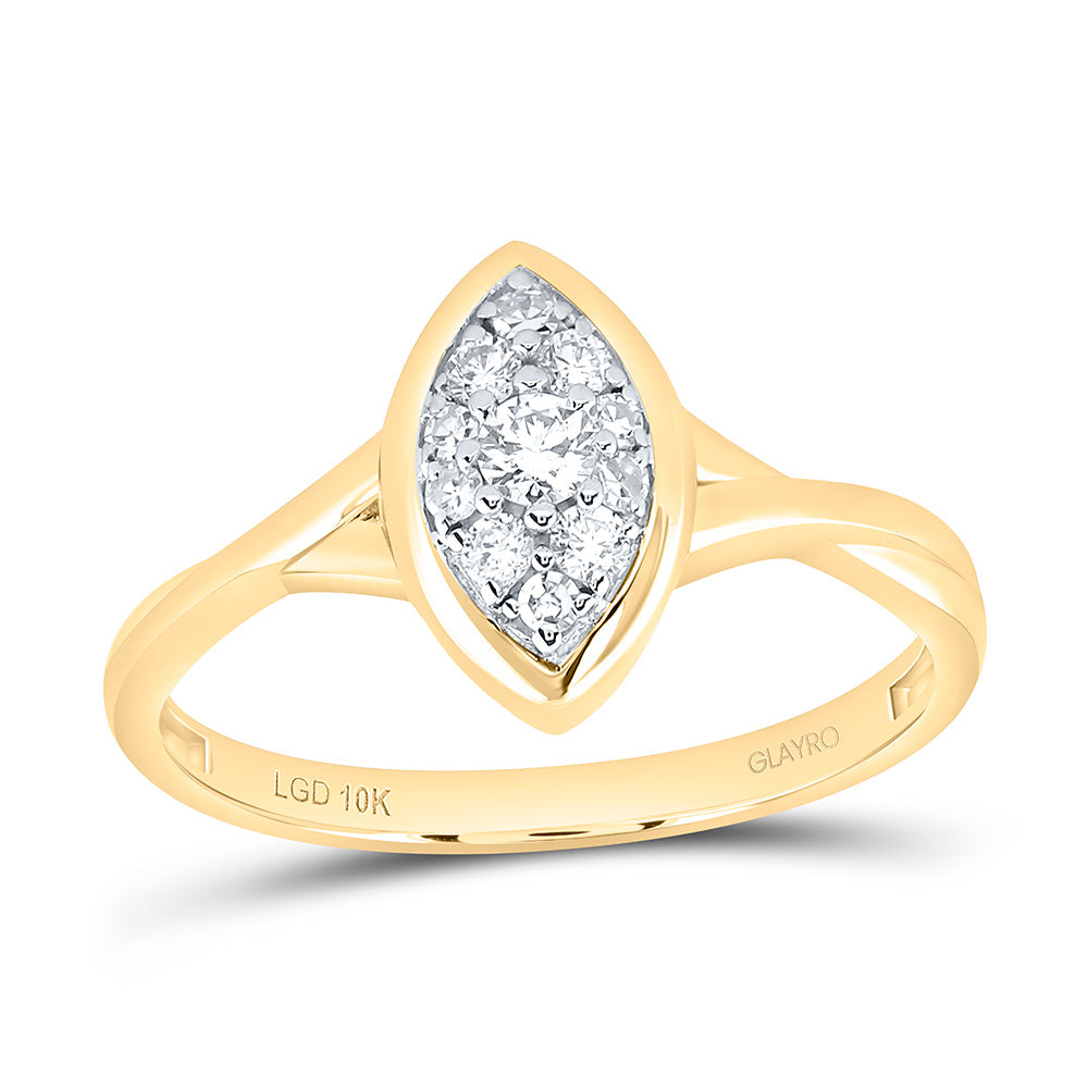 10K Yellow Or White Gold 1/5 Cttw Lab Grown Diamond Marquise Engagement Ring