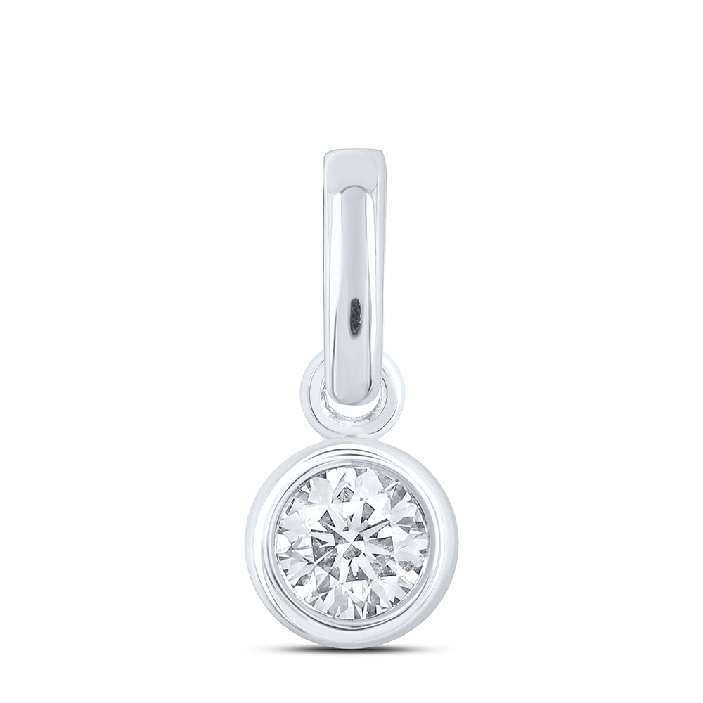 10K Yellow Or White Gold Lab Grown Diamond Round Bezel Charm Pendant
