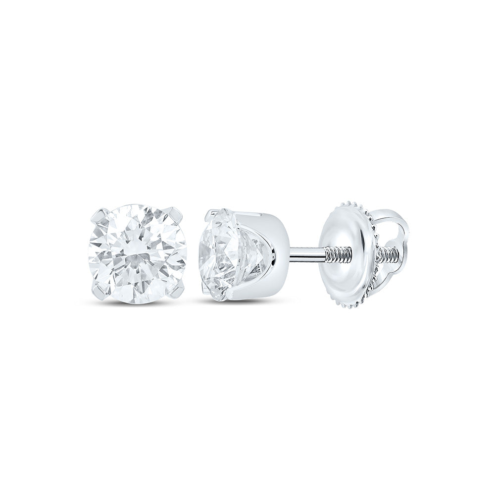 10K Yellow Or White Gold Lab Grown Diamond Round Solitaire Stud Earring
