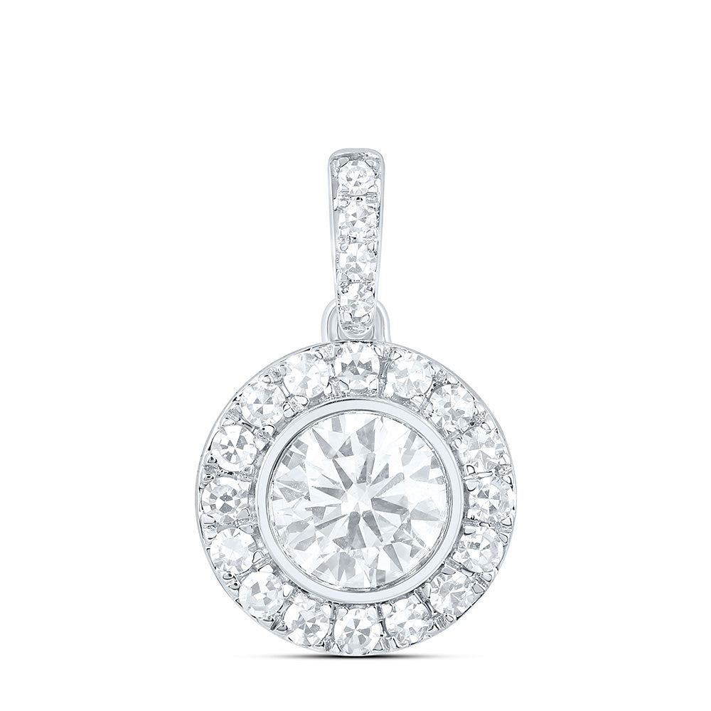10K Yellow Or White Gold 1 Cttw Lab Grown Diamond Round Bezel Charm Pendant
