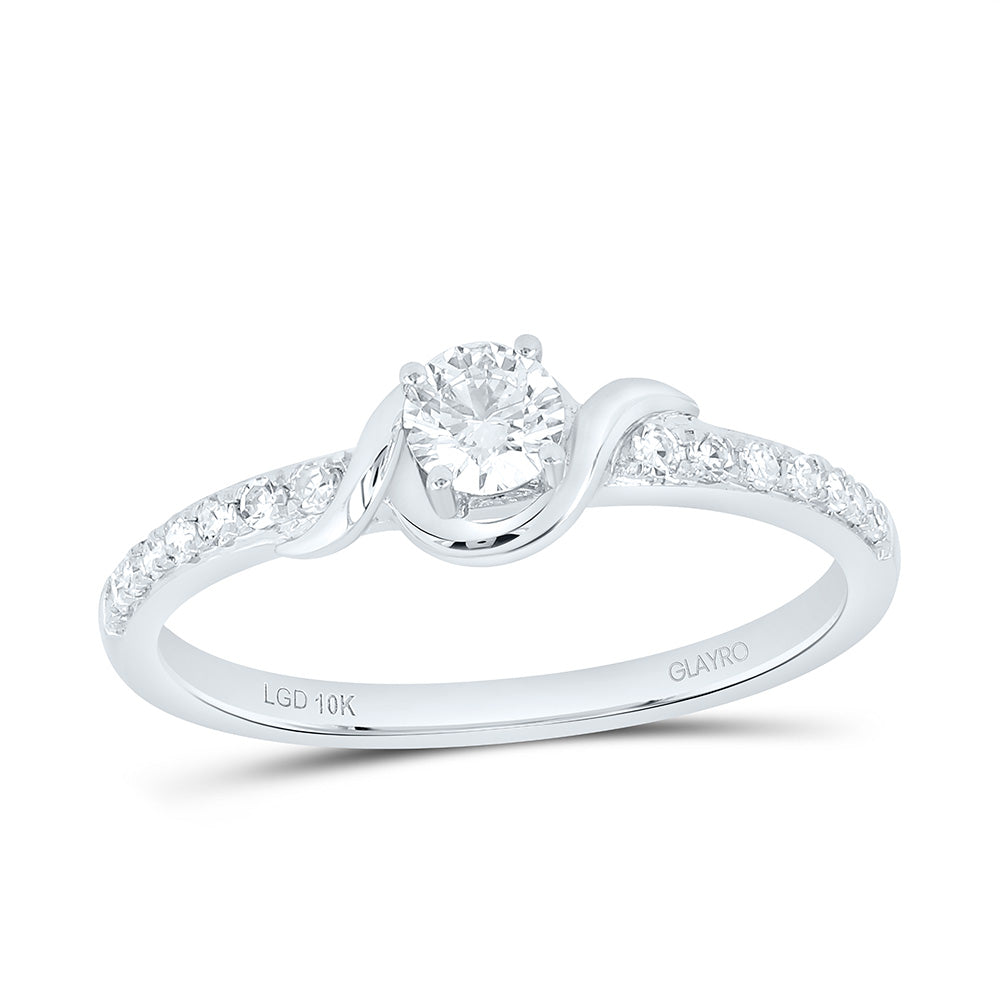 10K Yellow Or White Gold 1/3 Cttw Lab Grown Diamond 1/5 Cttw Center Round Engagement Ring
