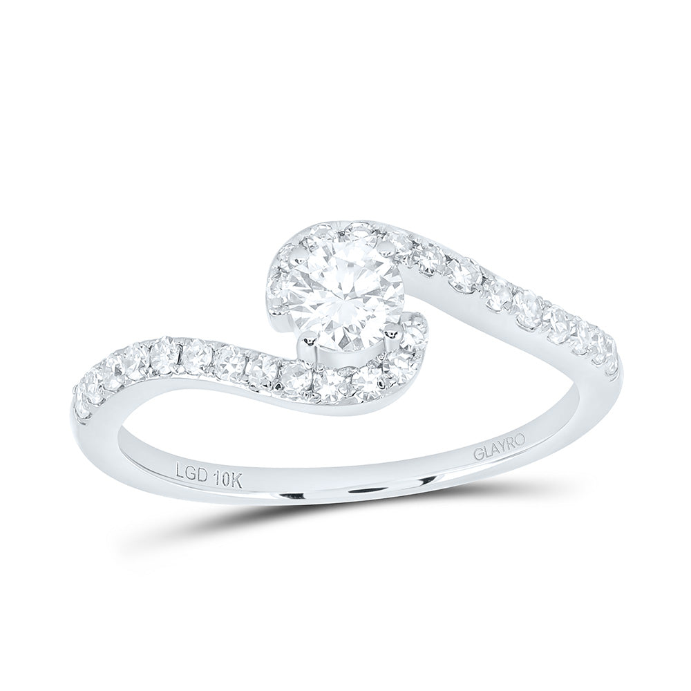 10K Yellow Or White Gold 1/2 Cttw Lab Grown Diamond 1/4 Cttw Center Round Engagement Ring