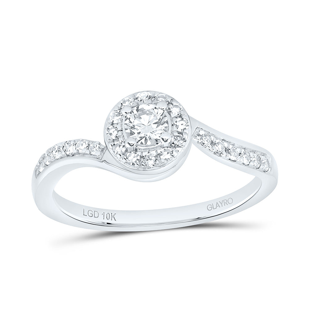 10K Yellow Or White Gold 1/3 Cttw Lab Grown Diamond 1/5 Cttw Center Round Single Halo Engagement Ring